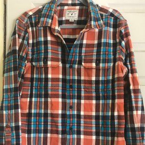 American Eagle Heavy Flannel Tartan Plaid Shirt LG